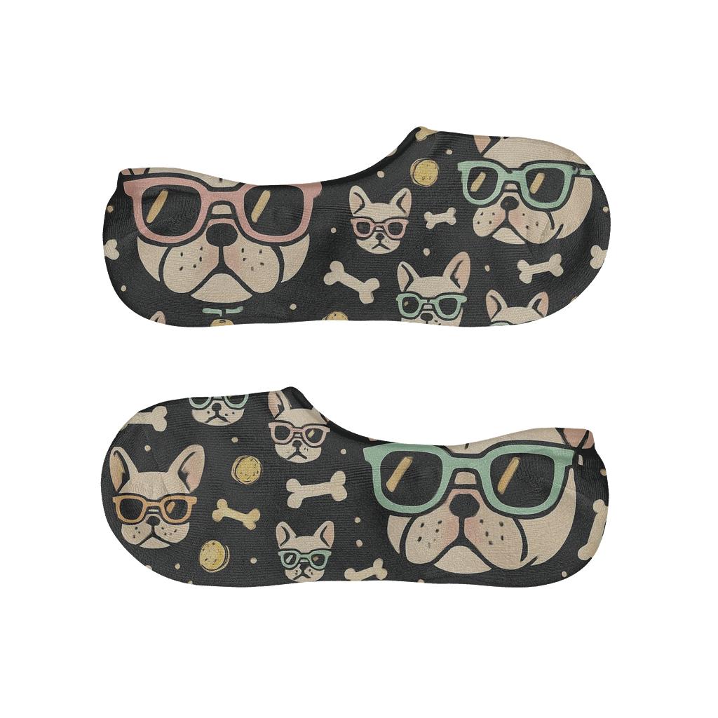 Sunglasses Frenchie Pop Art Diagonal Parade On Black personalized invisible socks