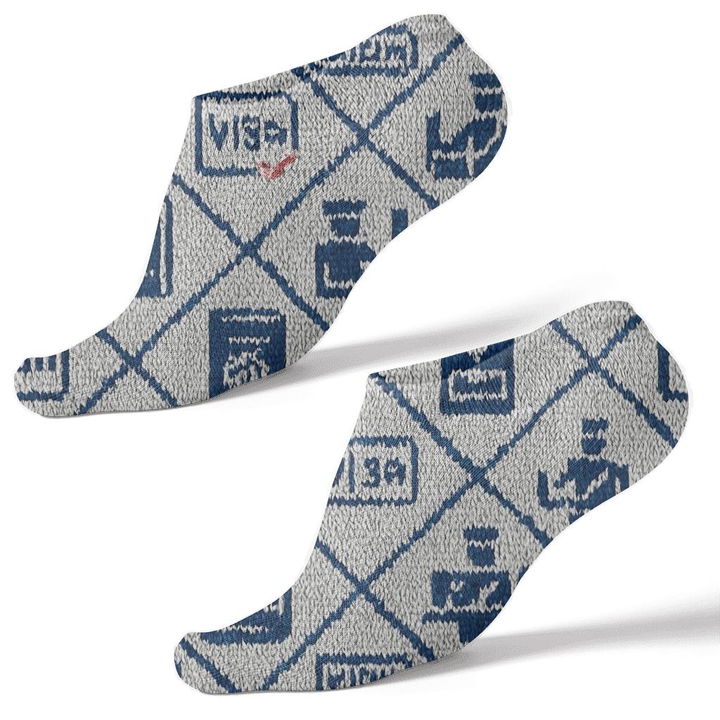 Immigration Officer Visa Stamp Lattice custom ankle socks