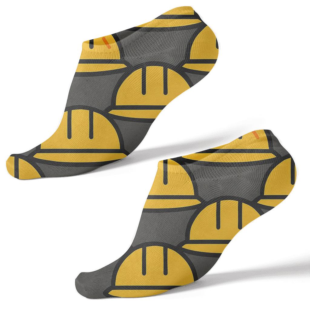 Construction Worker Hard Hat Lattice On Industrial Gray unique graphic ankle socks