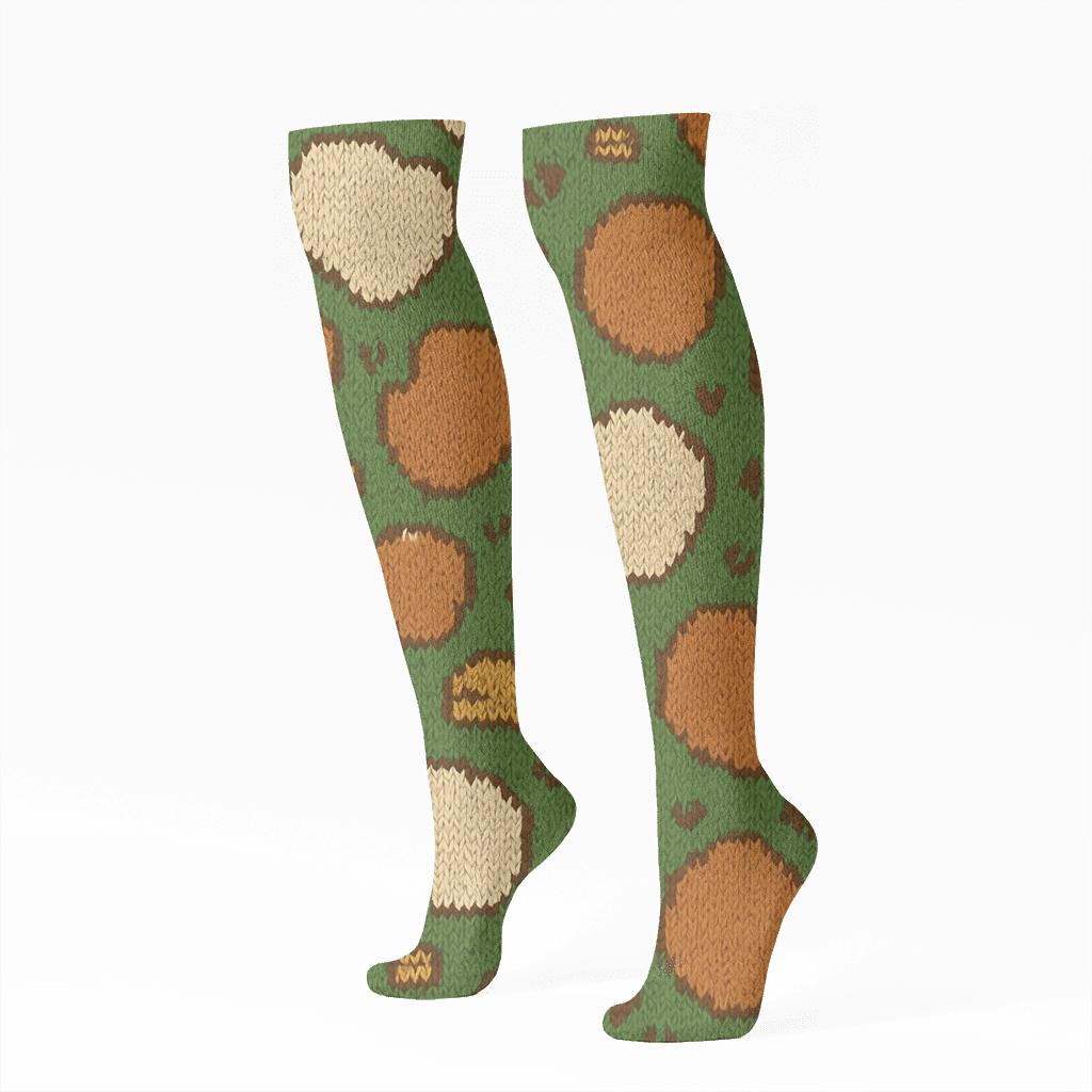 Knitted Illusion Cow Spots Patchwork unique graphic knee-high socks