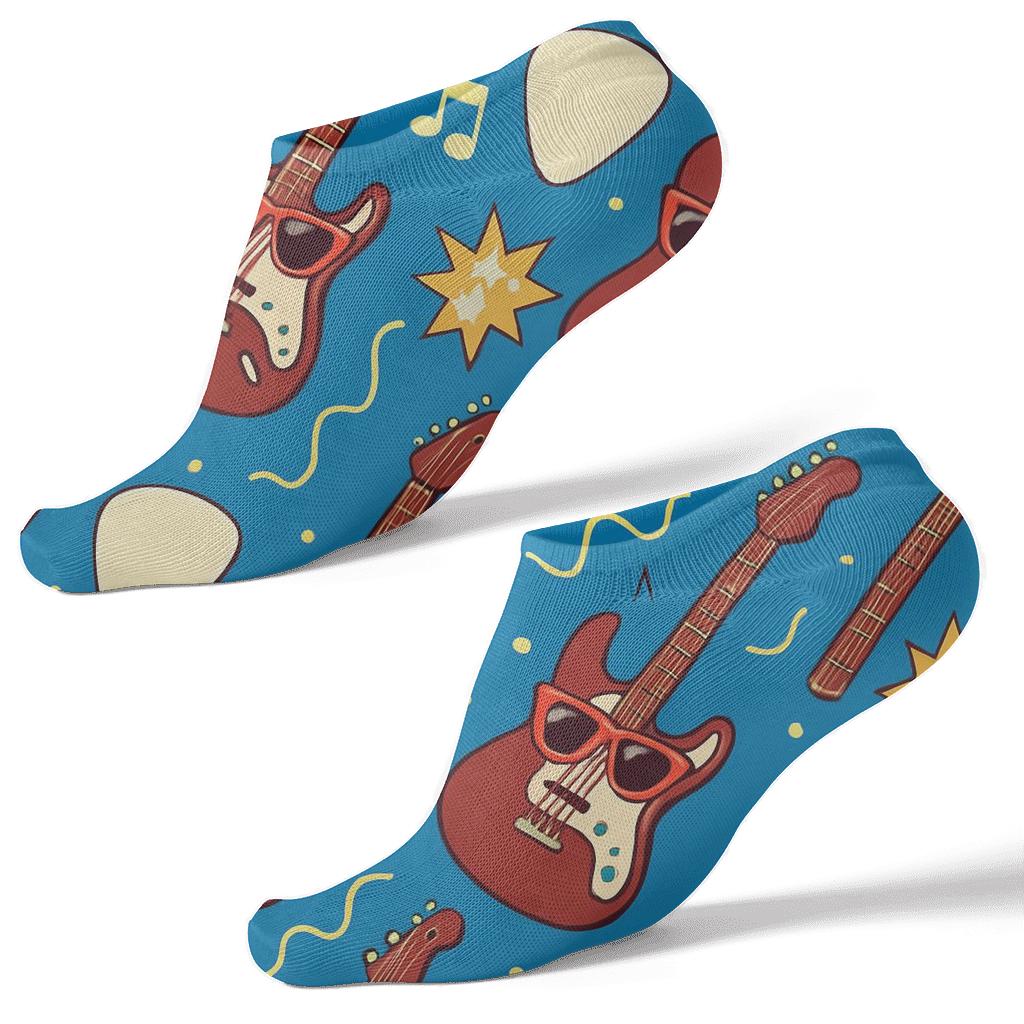 Electric Guitars In Exuberant Jam Session Pattern soft everyday ankle socks
