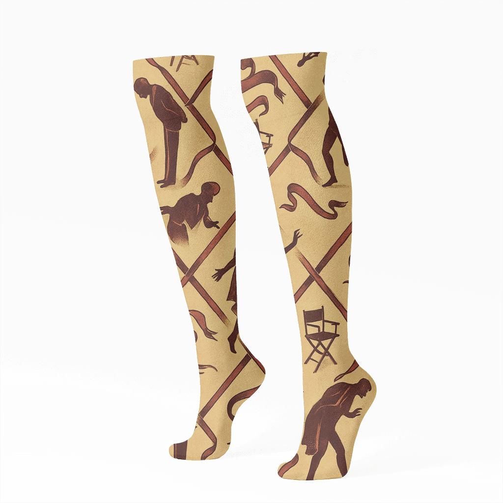 Curtain Lattice With Actor Silhouettes comfortable cotton knee-high socks