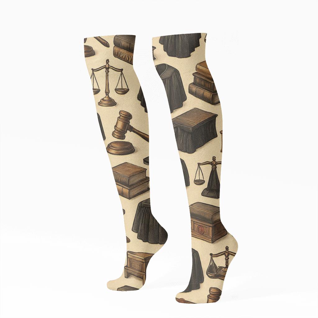 Courtroom Collage With Judge Rhythm Tiles soft everyday knee-high socks