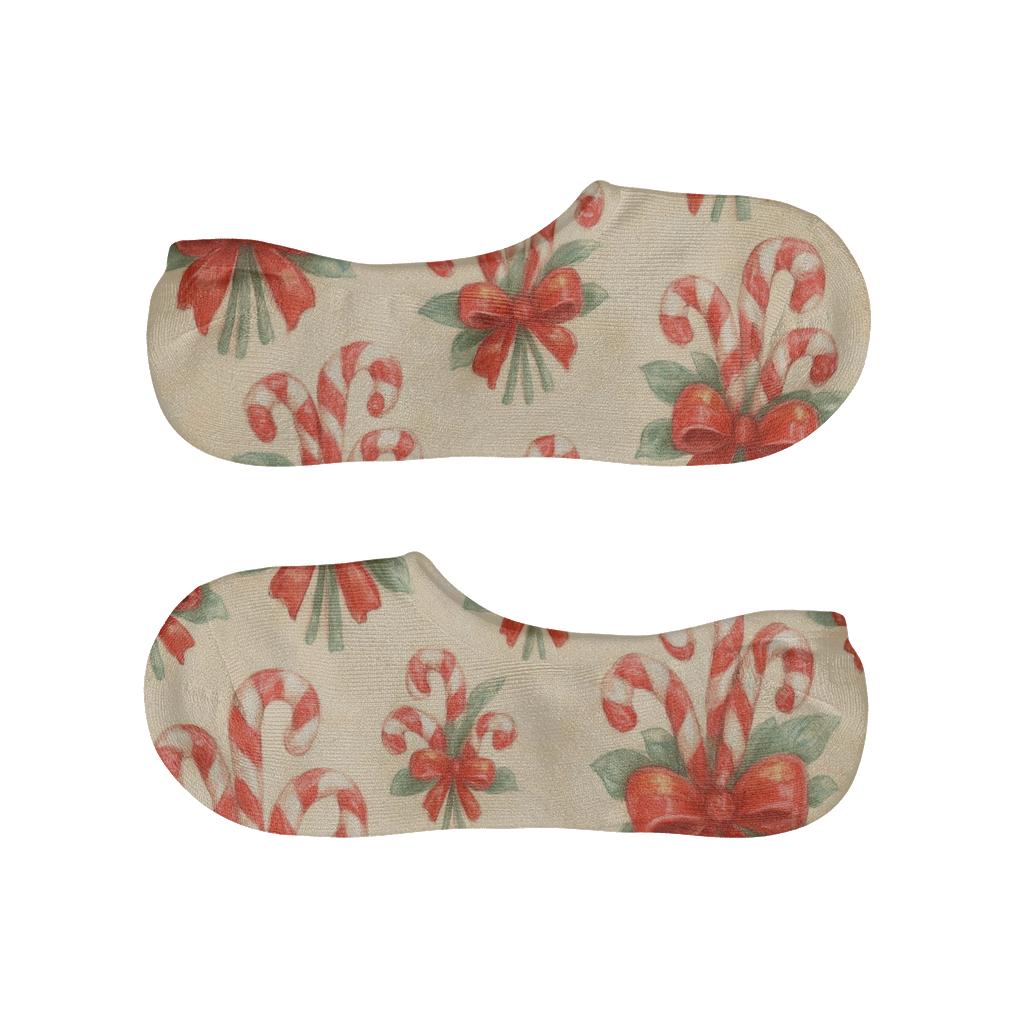 Painted Confection Study With Candy Canes Bouquet Repeat anti-slip no-show socks