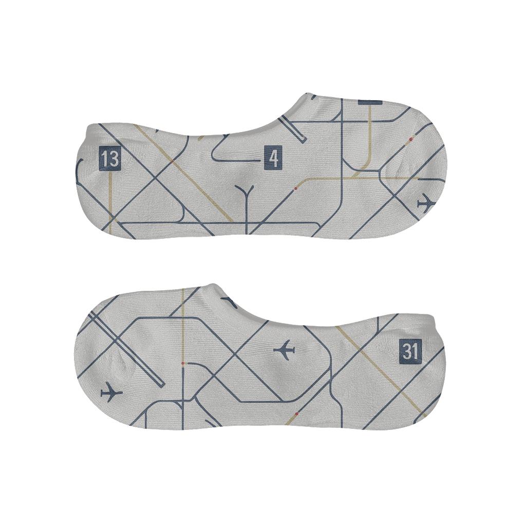 Airplane Taxiway Map Lines On White Background personalized invisible socks