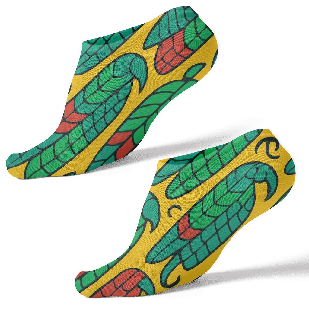 Parrot Plumage Mosaic On Bright Yellow Background premium sports ankle socks