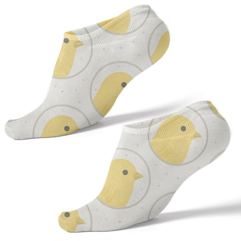 Canary Songbird Portrait Dots On White Background designer print ankle socks