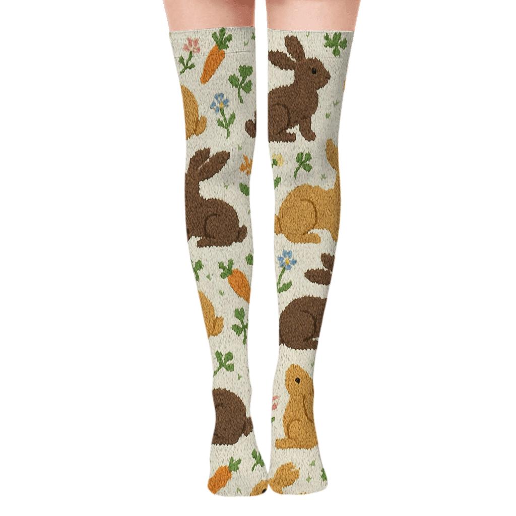Rabbit Meadow Knit Illusion Lattice premium cozy over-the-knee socks