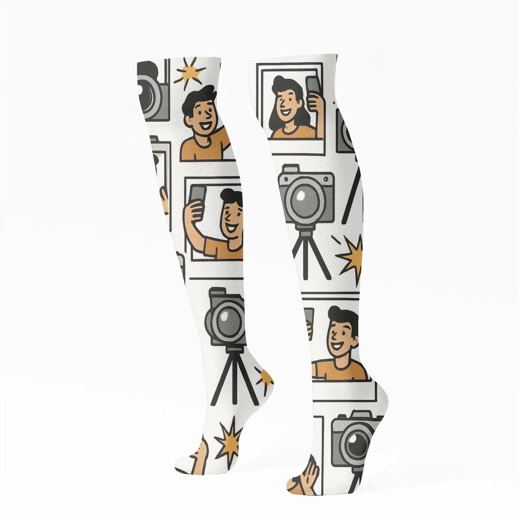 Snapshot Frames With Photographer Parade custom knee-high socks