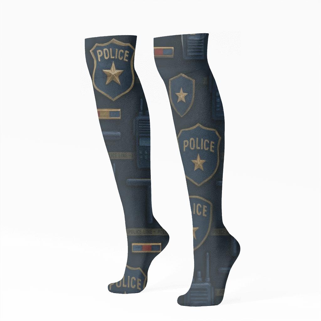 Midnight Service Tapestry Police Officer Collage personalized knee-high socks