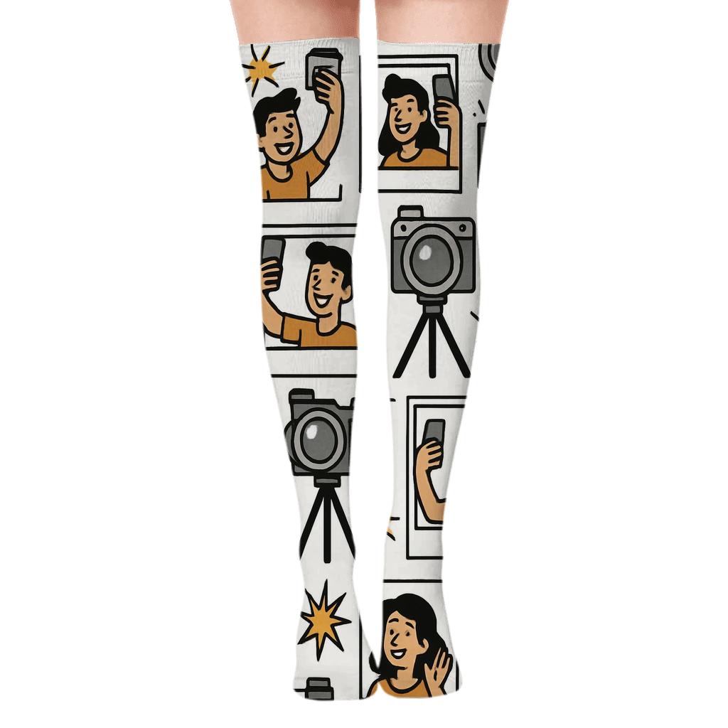Snapshot Frames With Photographer Parade soft everyday over-the-knee socks