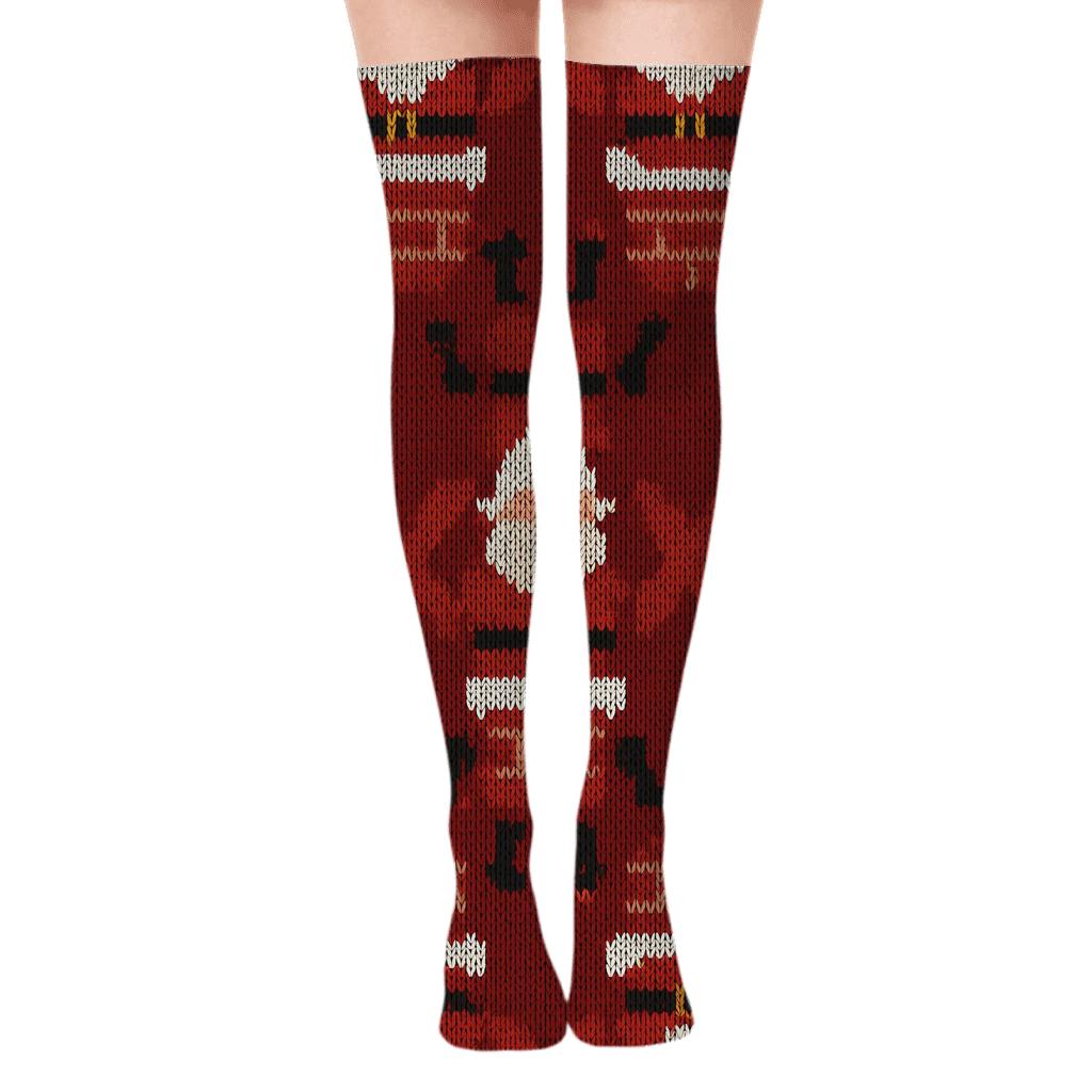 Knitted Chimney Santa Tile Pattern personalized over-the-knee socks
