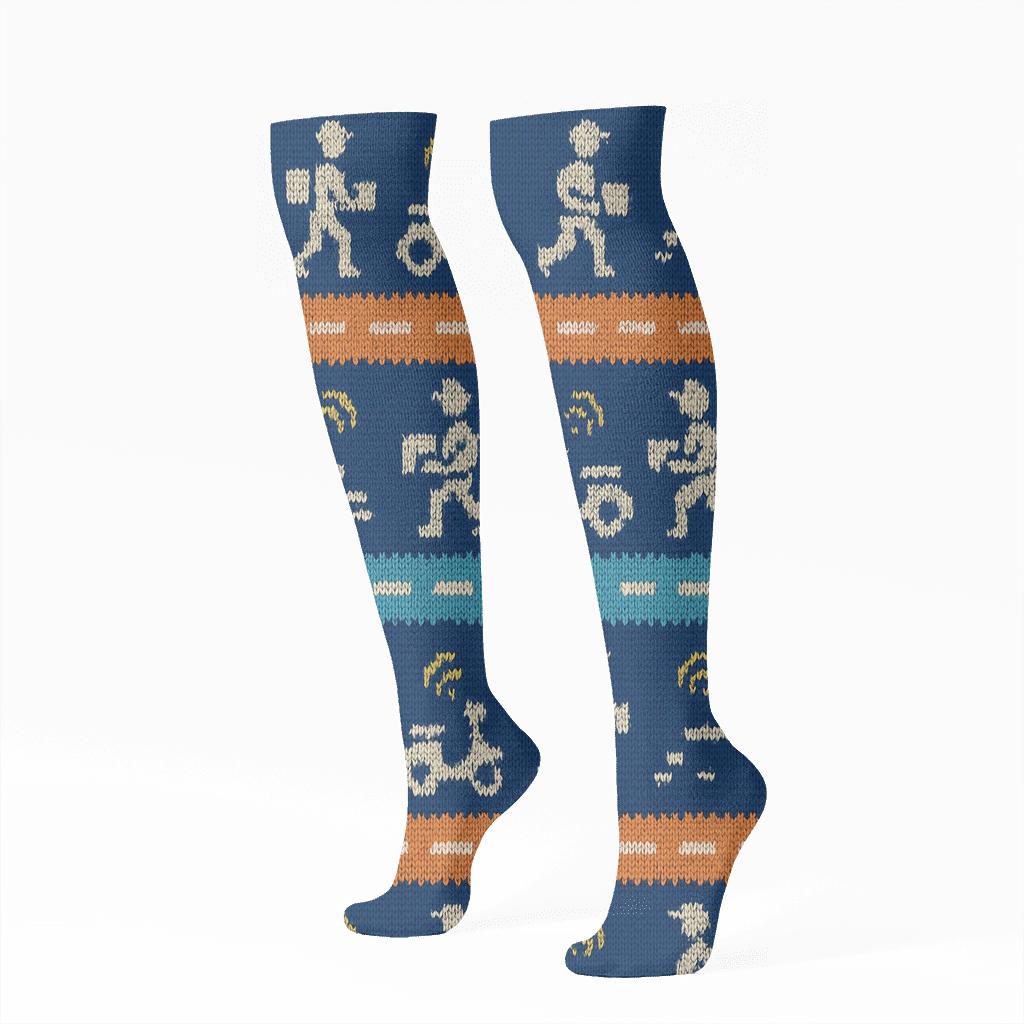 Courier Silhouette Knit Stripe Bands personalized knee-high socks