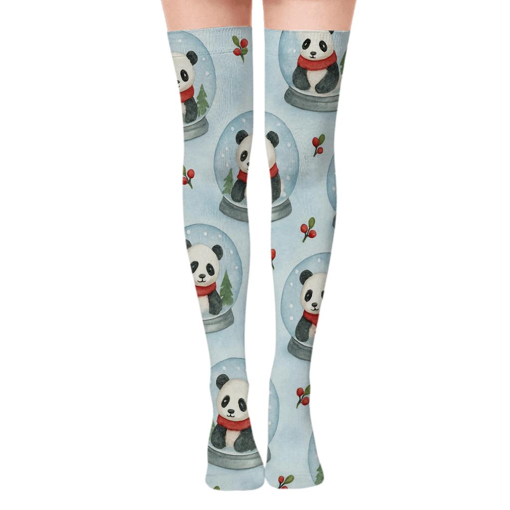 Snow Globe Panda Scatter custom over-the-knee socks