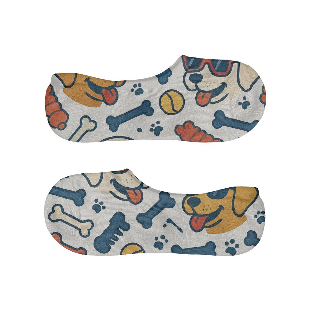 Dog Park Confetti Scatter Print With Sunglasses designer printed no-show socks