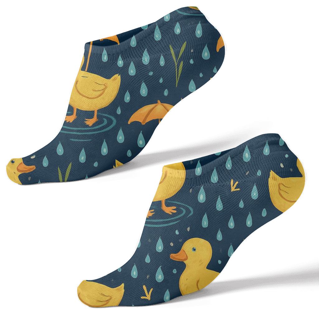 Rain Ripple Parade Duck Pattern personalized ankle socks