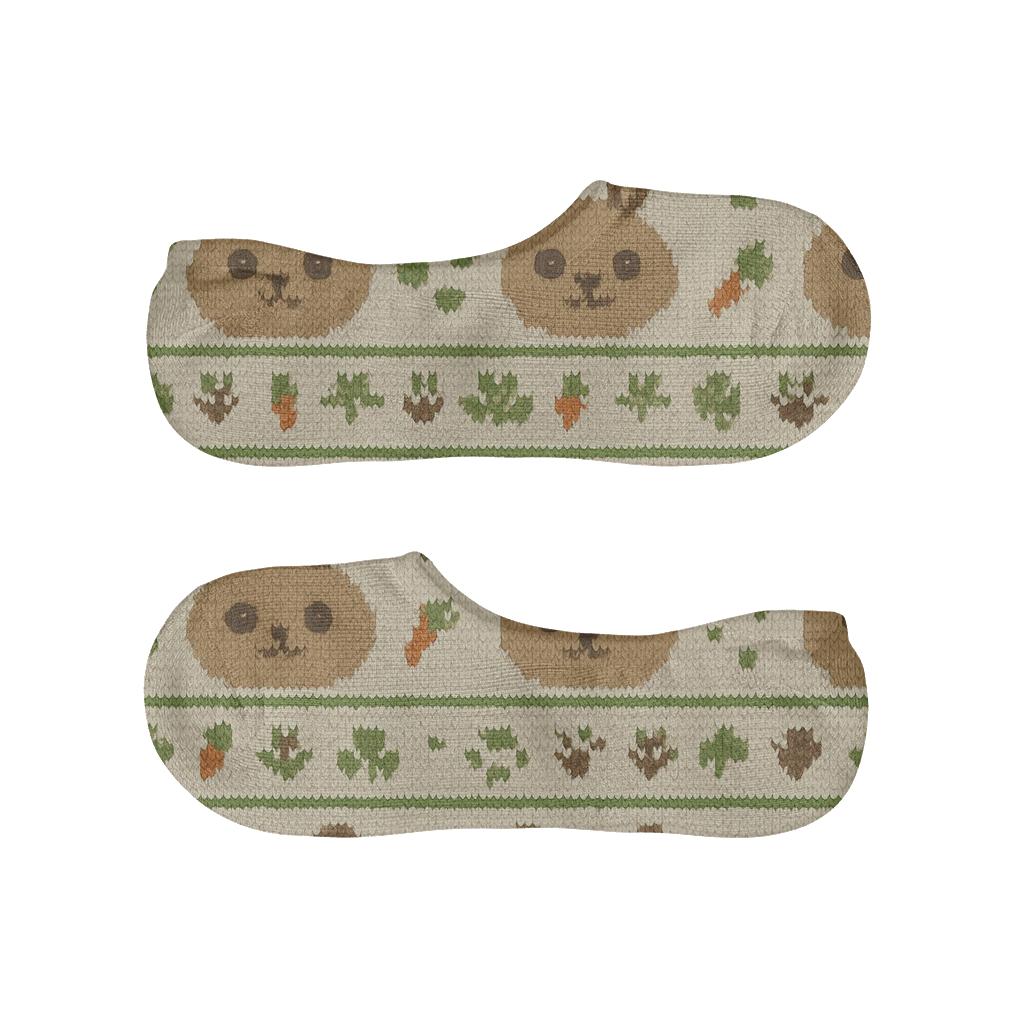 Knitted Rabbit Meadow Band Pattern custom no-show socks