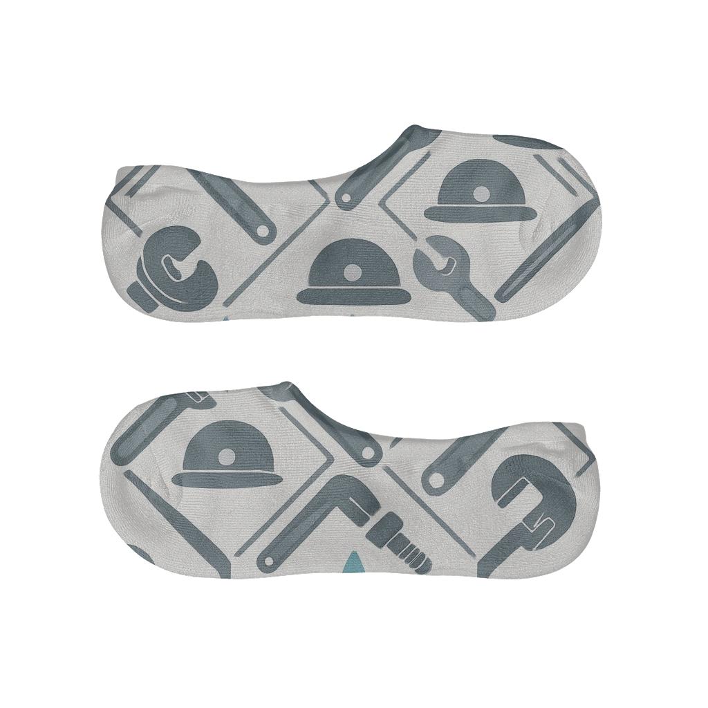 Tool Silhouette Lattice, Plumber Edition designer printed no-show socks