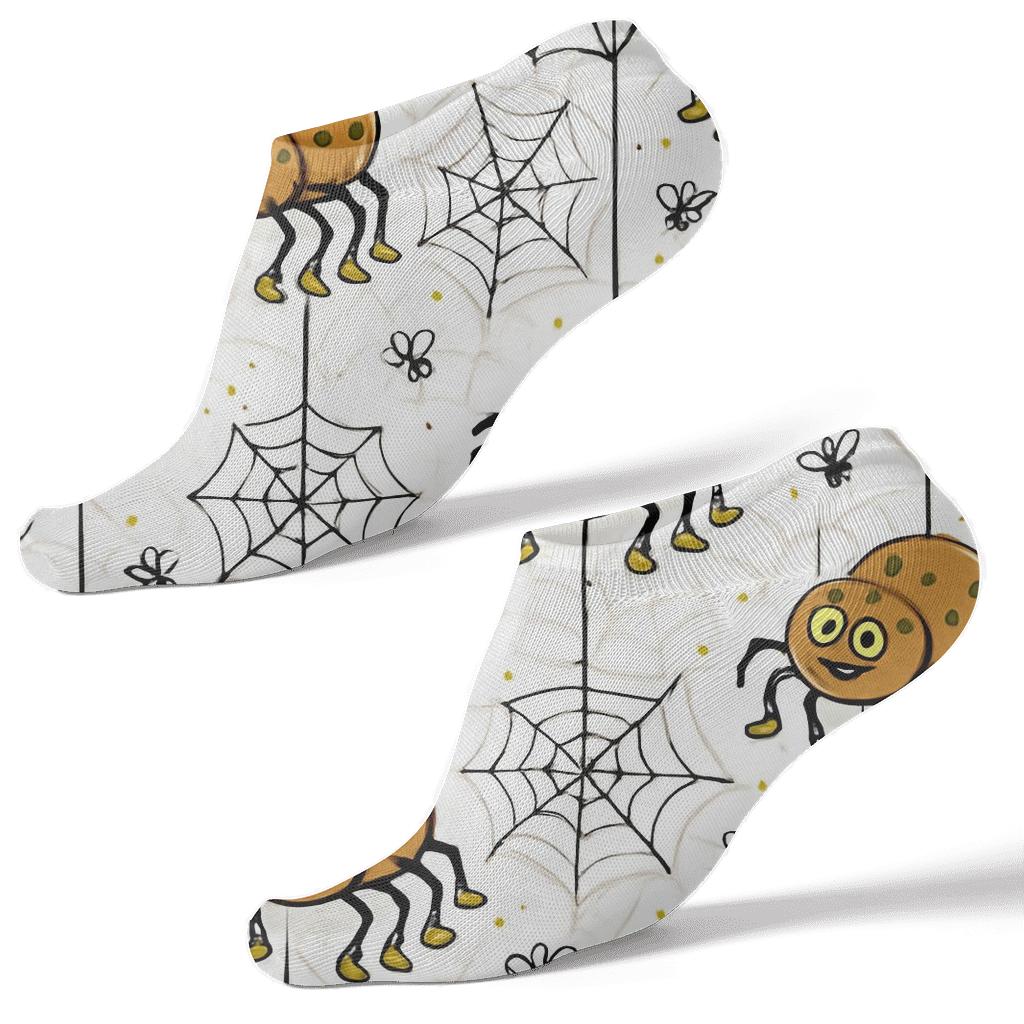 Botanical Chic Garden Scene With Spider Motifs custom ankle socks