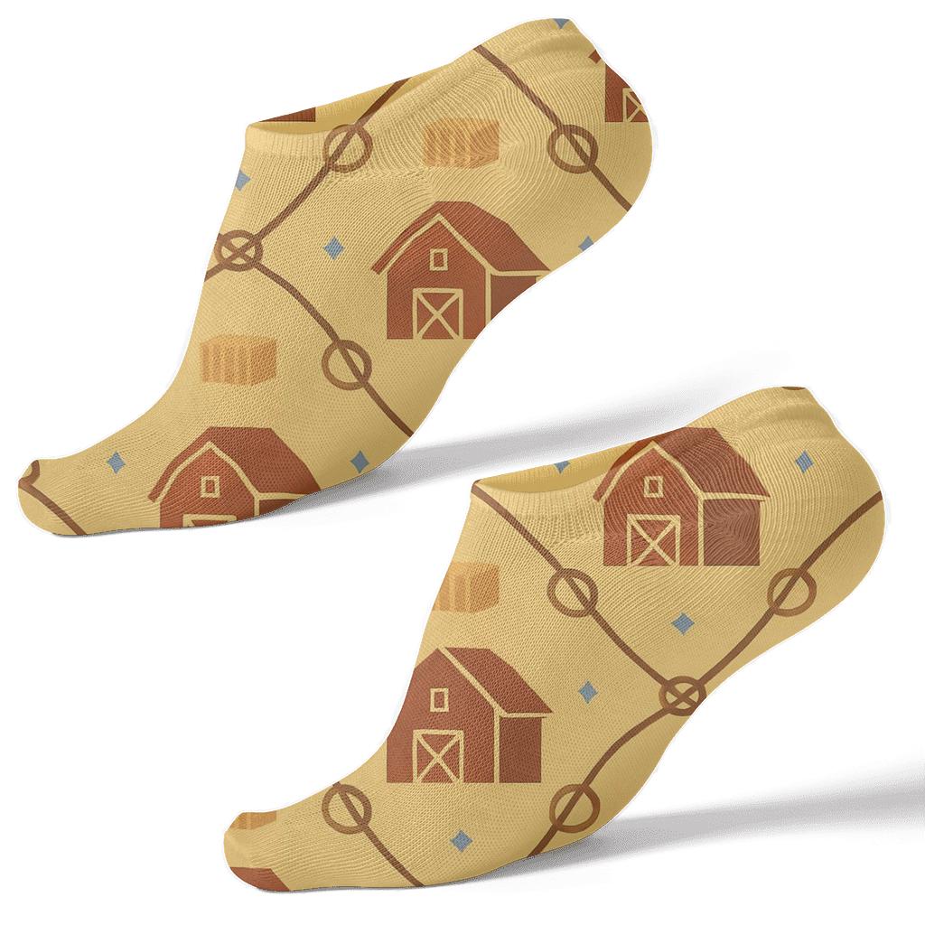 Barn Silhouette Lattice With Rancher Charm custom ankle socks