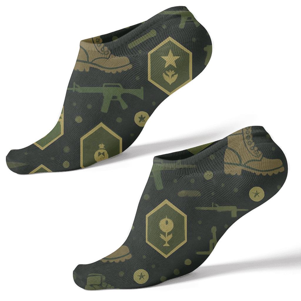 Camouflage Lattice With Soldier Insignia premium sports ankle socks