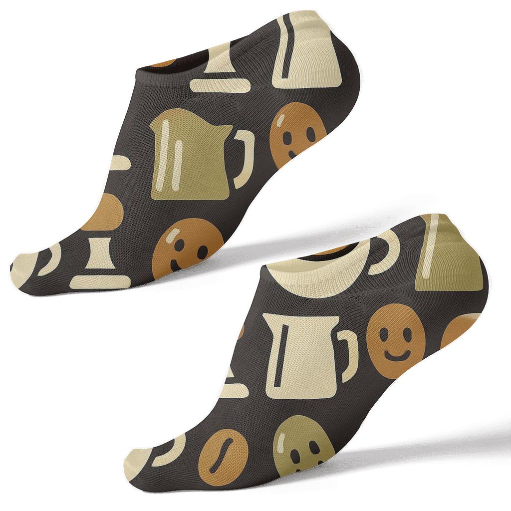 Cafe Tool Parade With Barista Icons unique graphic ankle socks