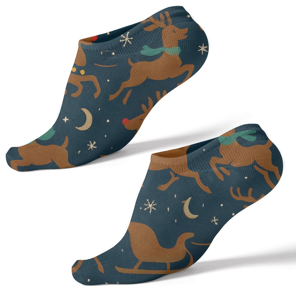 Midnight Blue Rudolph Sleigh Parade Tessellation stylish athletic ankle socks