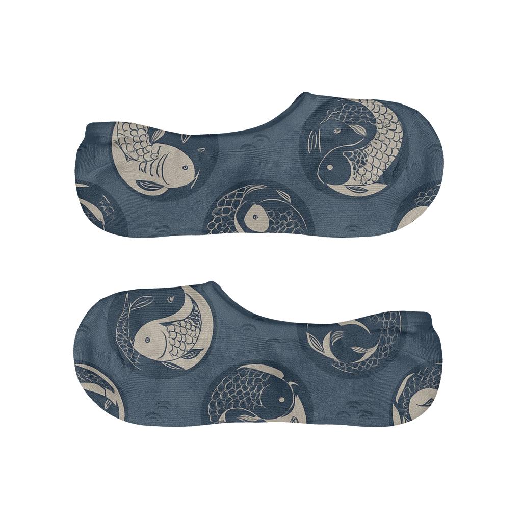 Indigo Koi Duality Spiral Tiles comfortable low-cut socks