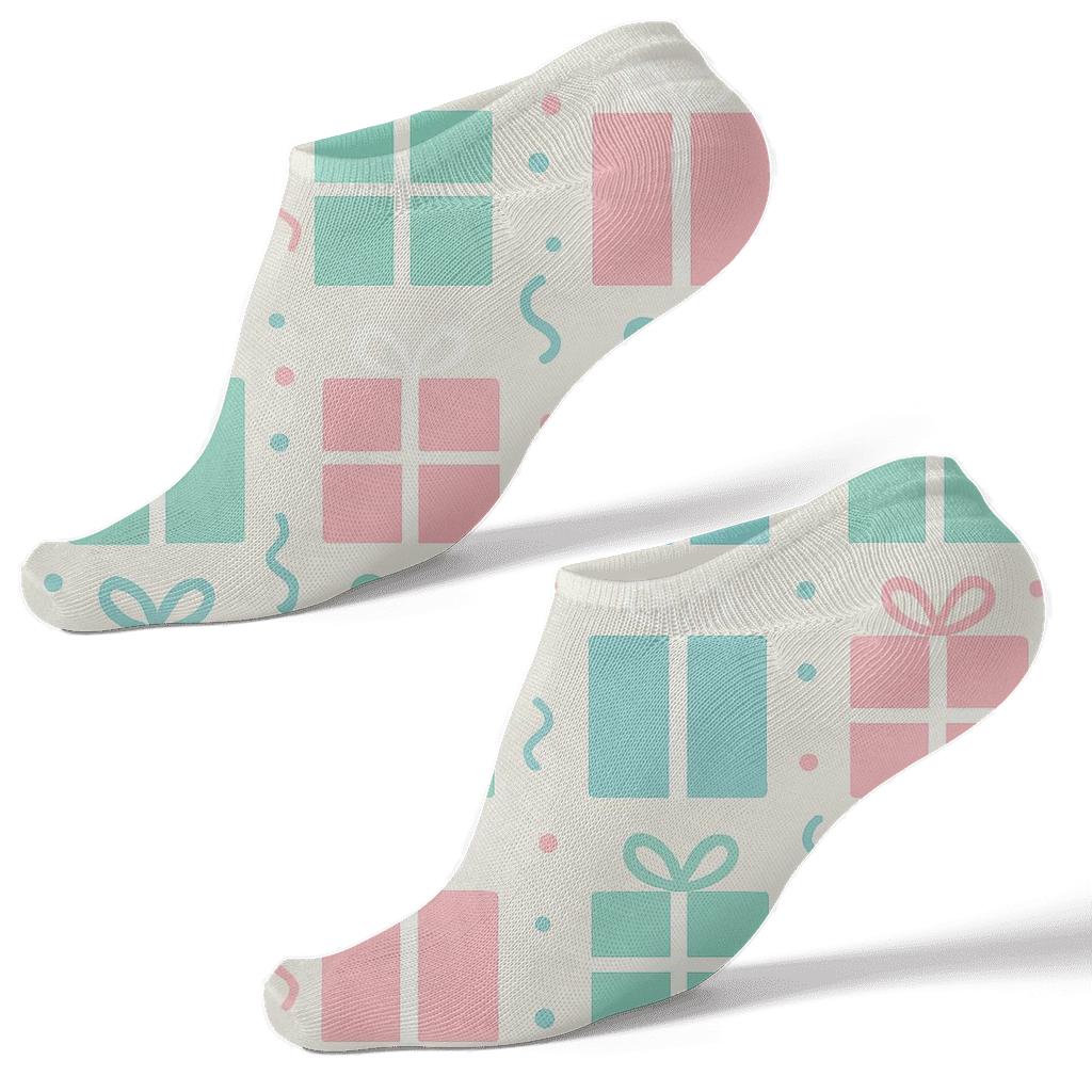 Pastel Confetti Grid With Presents Interior Panels stylish athletic ankle socks