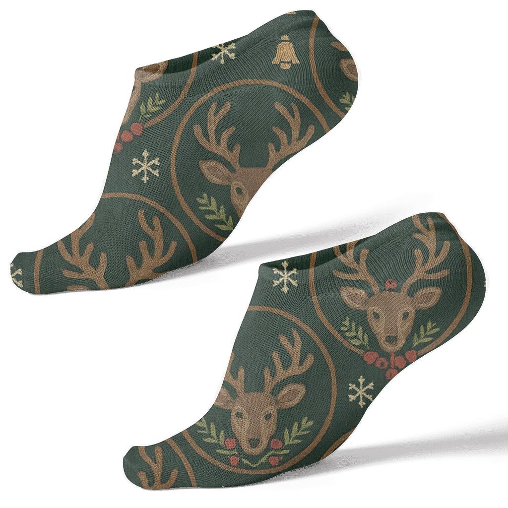 Nordic Medallions With Reindeer Harmony stylish athletic ankle socks