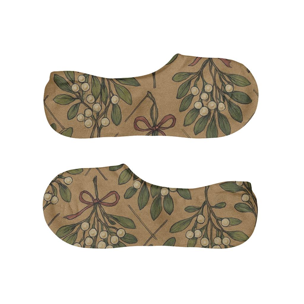 Botanical Poster Look With Mistletoe Lattice comfortable low-cut socks