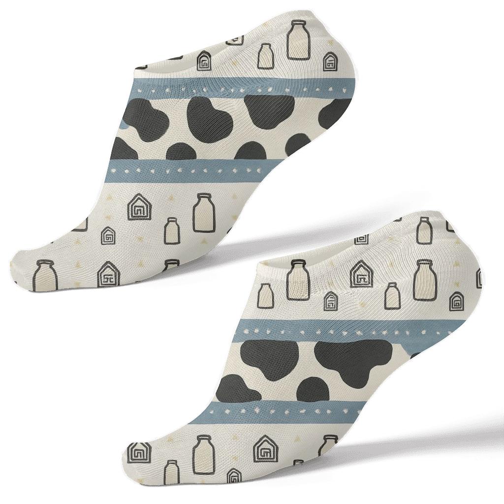 Retro Dairy Bandana Border With Spot Progression comfortable cotton ankle socks