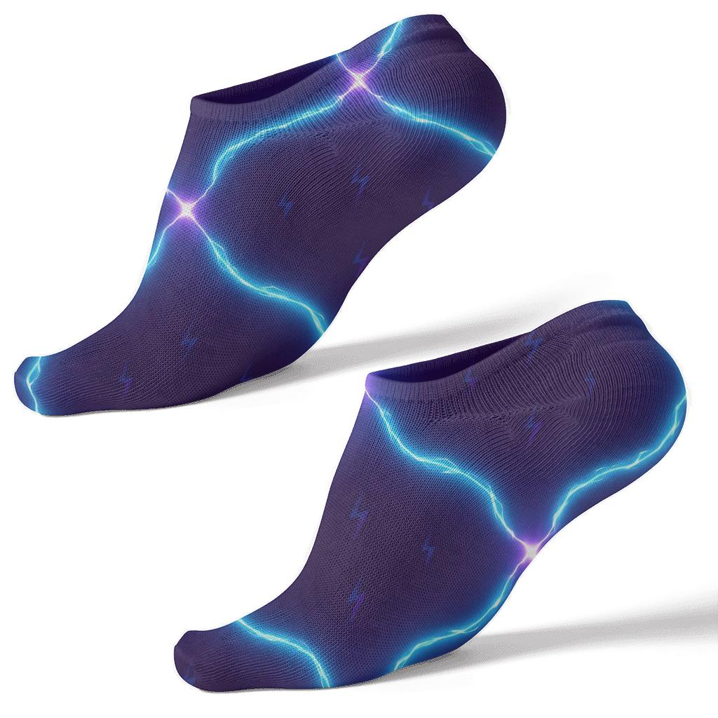 Neon Arc Tessellation On Deep Violet Field premium sports ankle socks