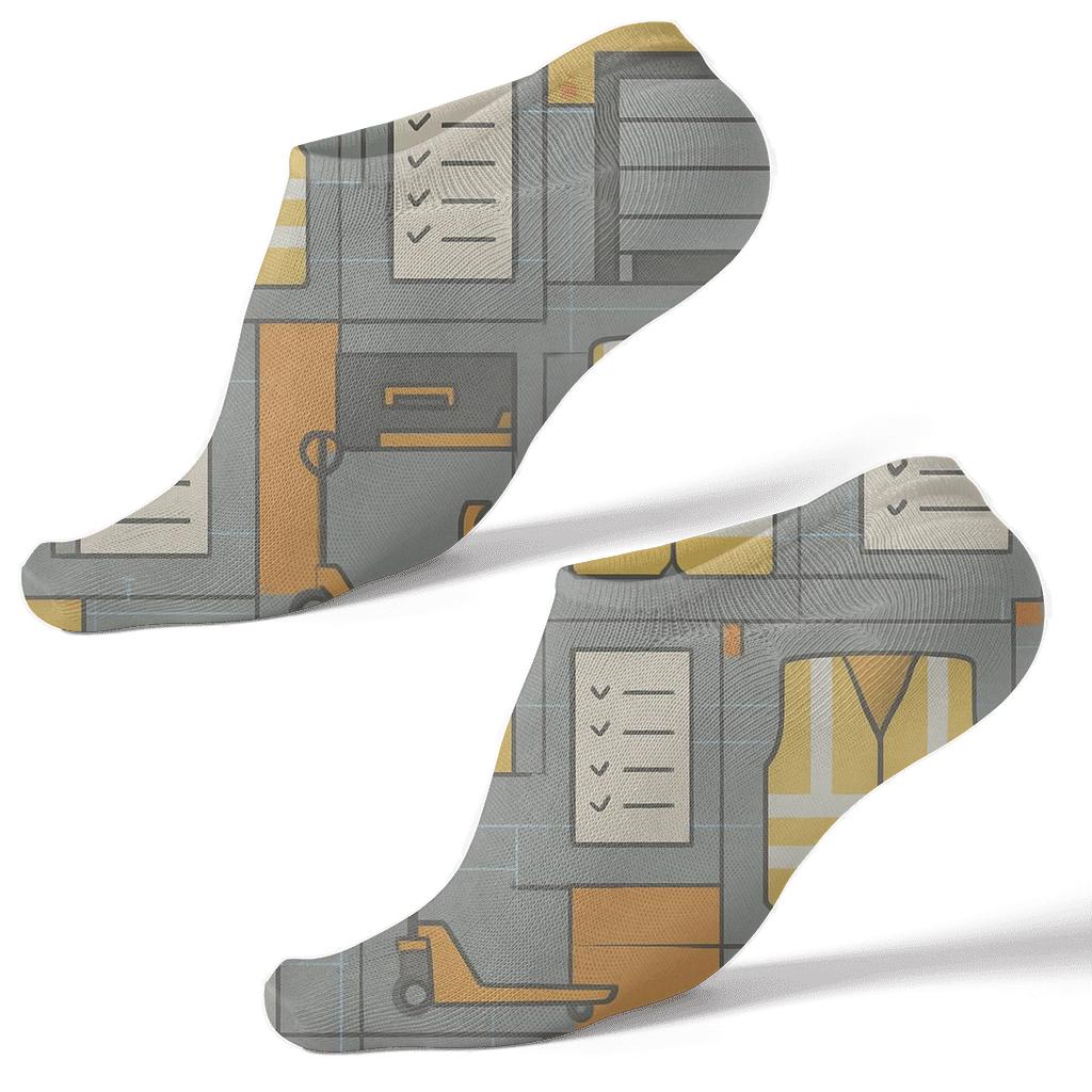 Warehouse Worker Gear Lattice Collage premium sports ankle socks