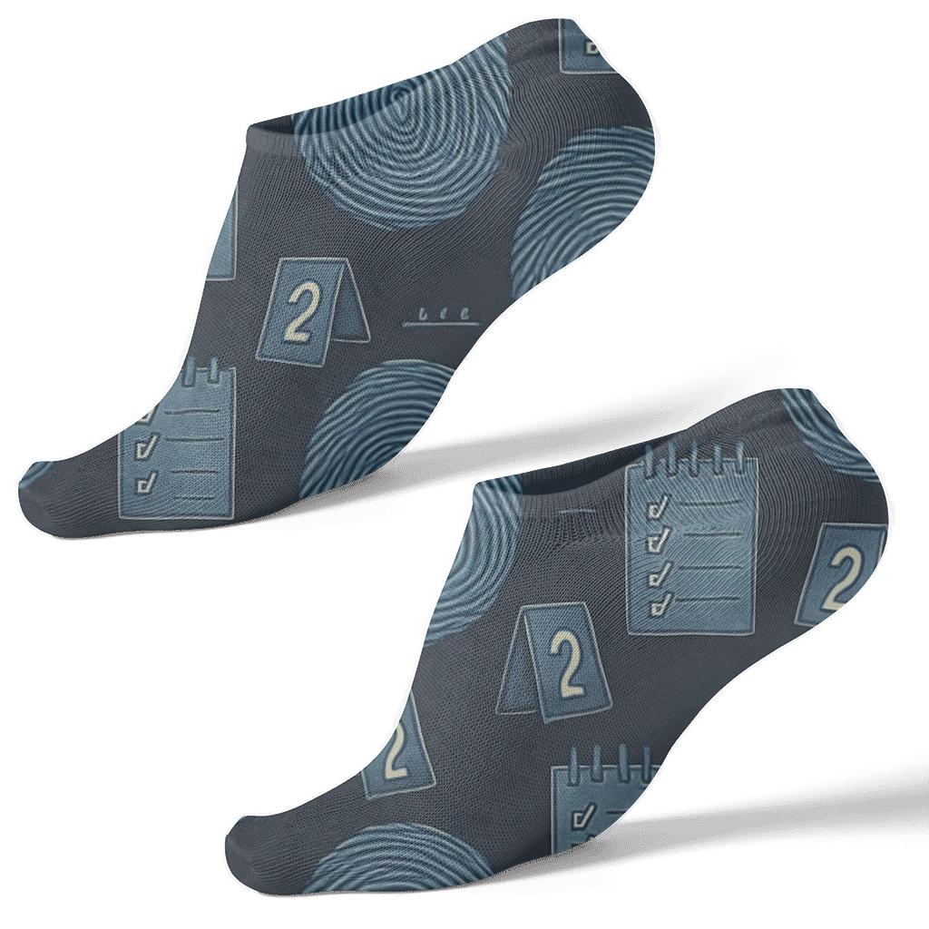 Fingerprint Lab Notes With Police Detective Motifs stylish athletic ankle socks