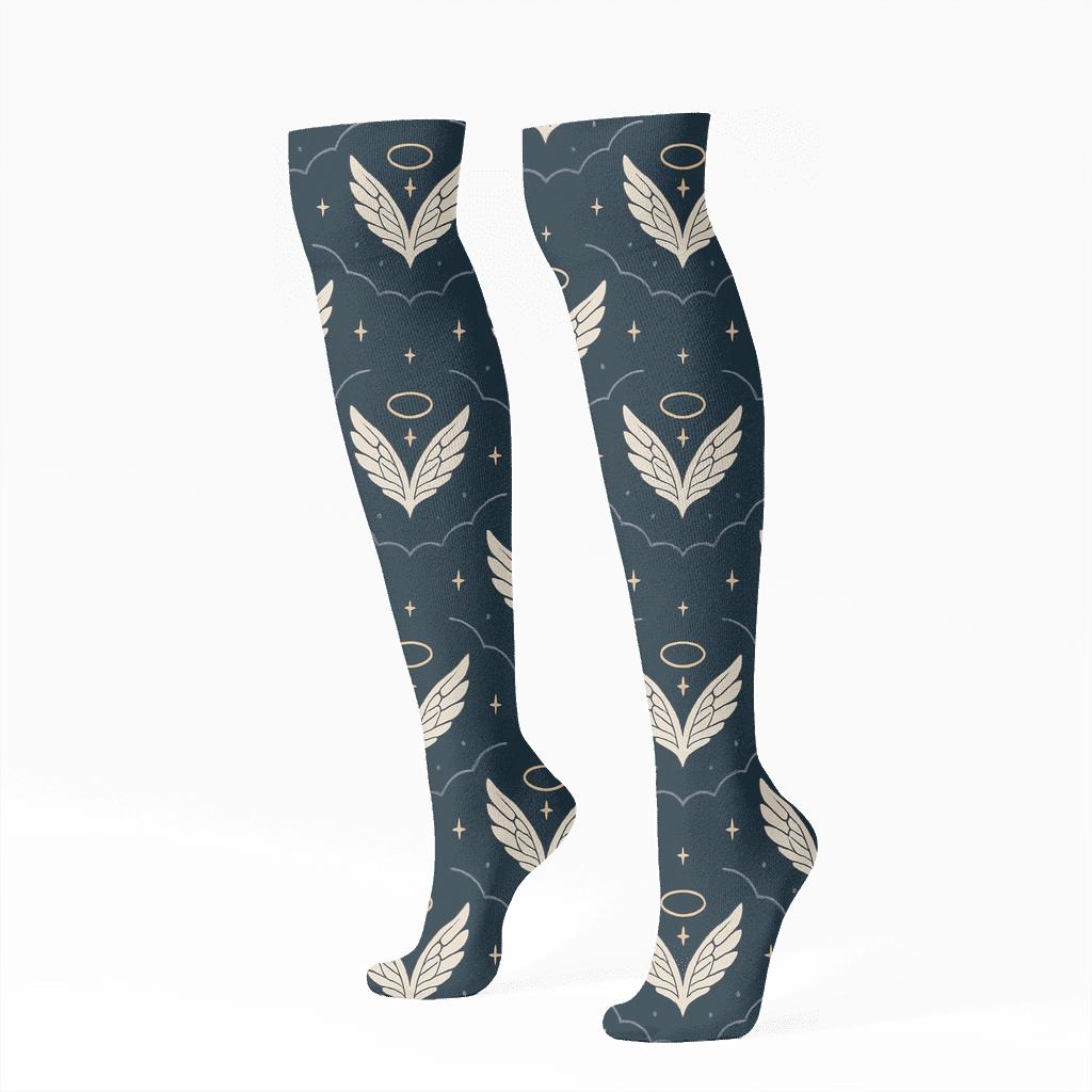 Feather Chevron With Angel Halo Bands personalized knee-high socks