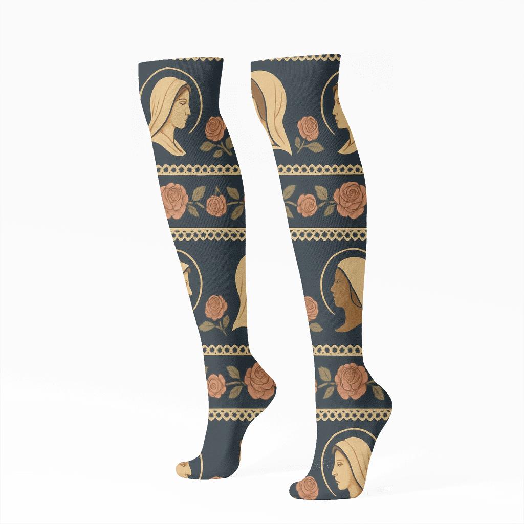 Mary-Bonnet Rose Garland Bands stylish athletic knee-high socks