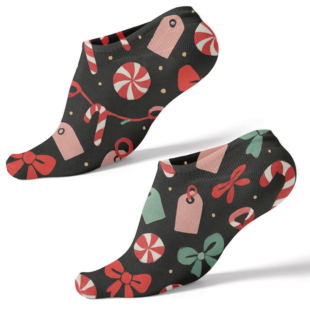 Cartoon Candy Canes Party Confetti Scatter trendy patterned ankle socks