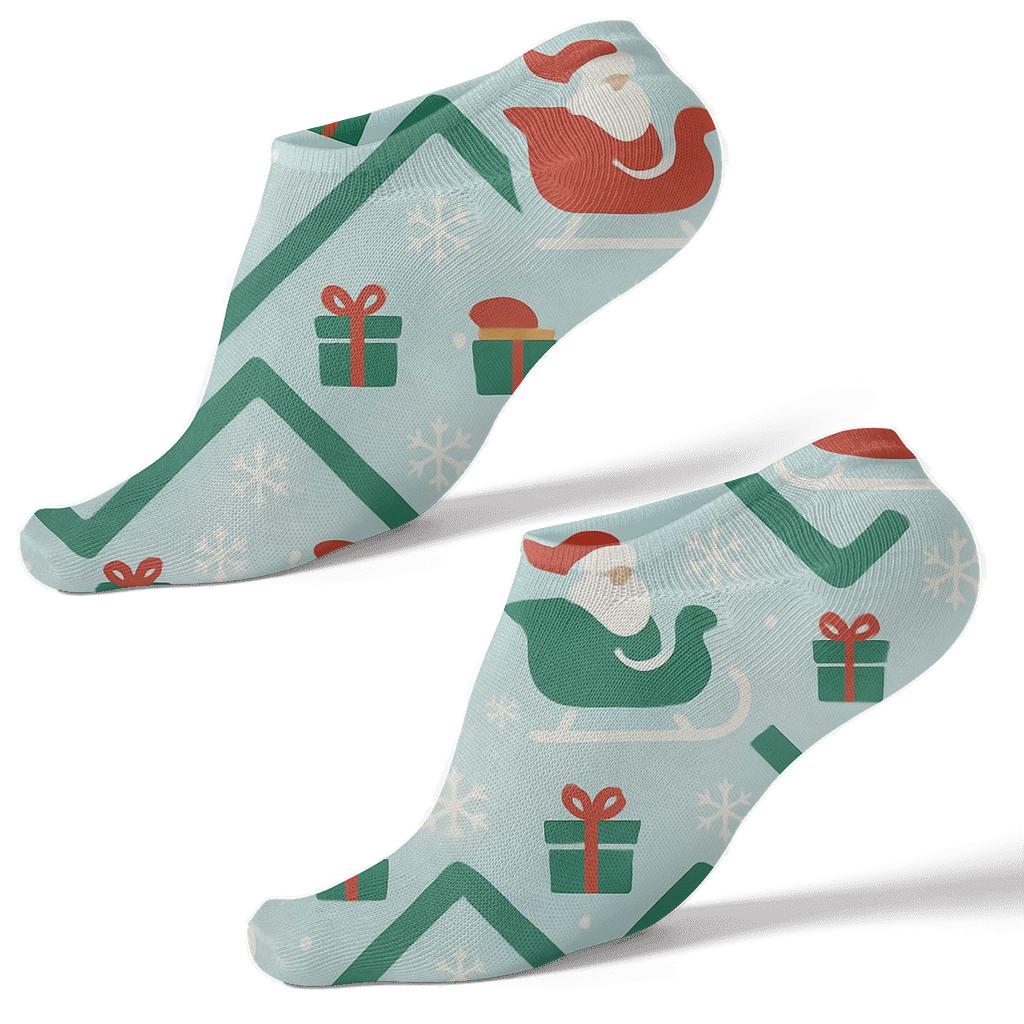 Santa Sleigh Xmas Chevron Repeat unique graphic ankle socks