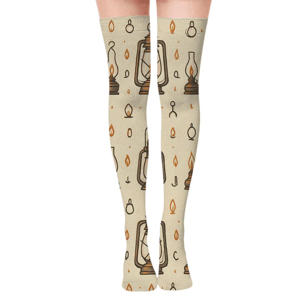 Garland Bands With Hanging Lantern Glow trendy patterned over-the-knee socks