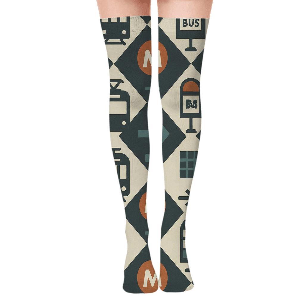 Urban Planner Transit Icon Lattice premium cozy over-the-knee socks
