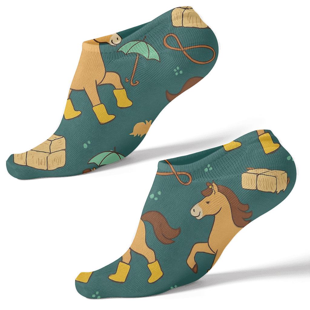 Pasture Scene With Horse Umbrellas Repeat soft everyday ankle socks