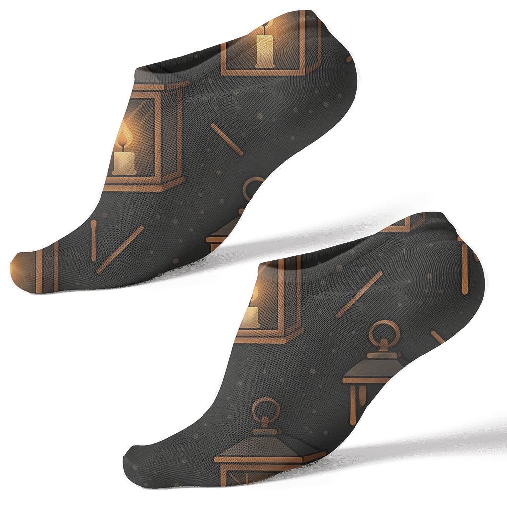Lantern Pane Lattice Candle Pattern unique graphic ankle socks