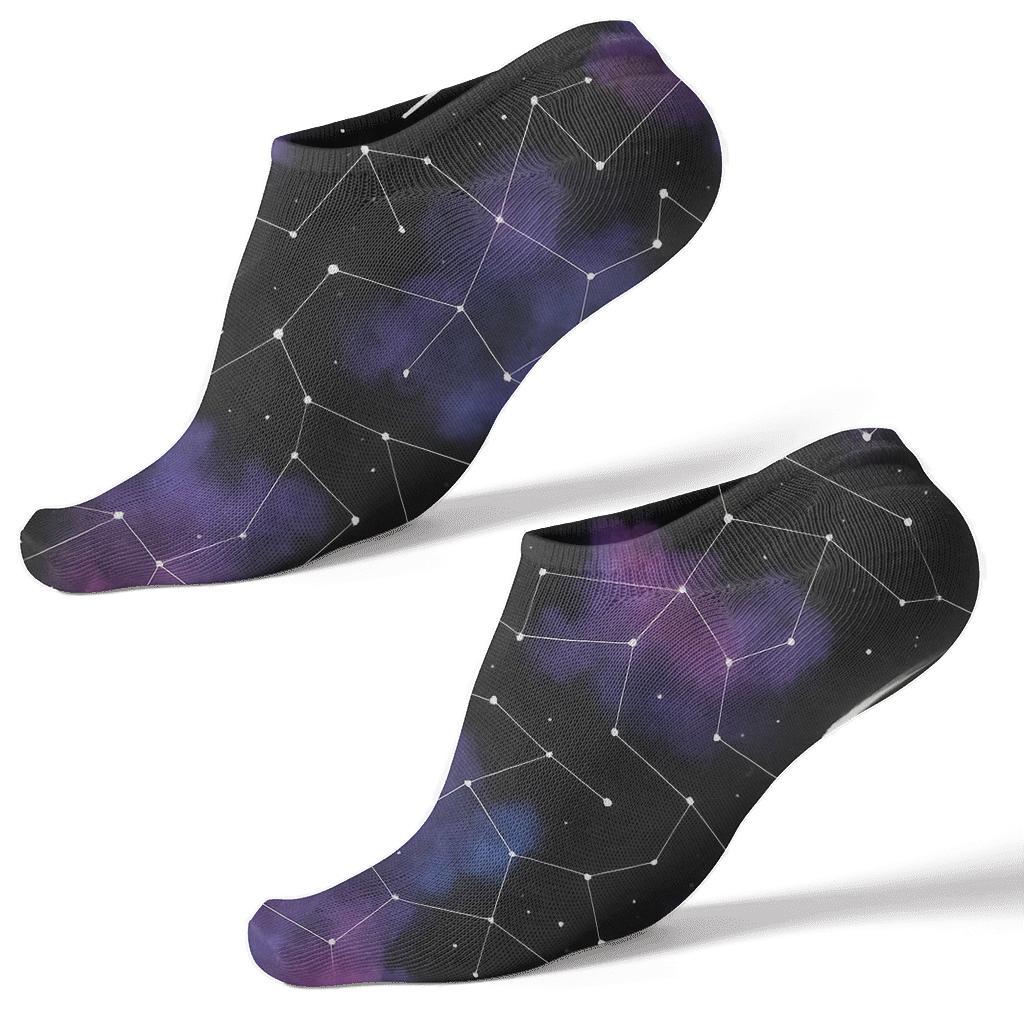 Nebula Constellation Grid On Black Background stylish athletic ankle socks