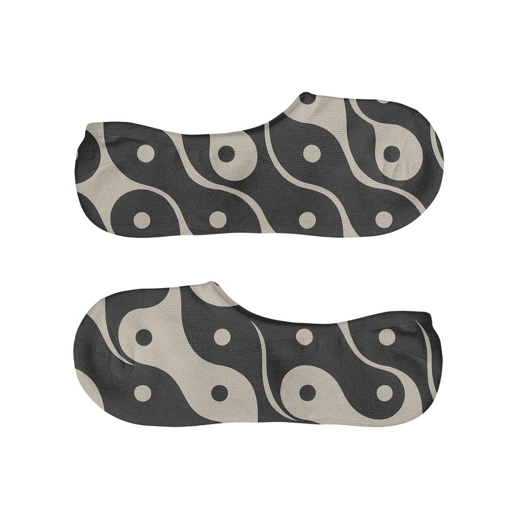 Charcoal Teardrop Wave Band Checker anti-slip no-show socks