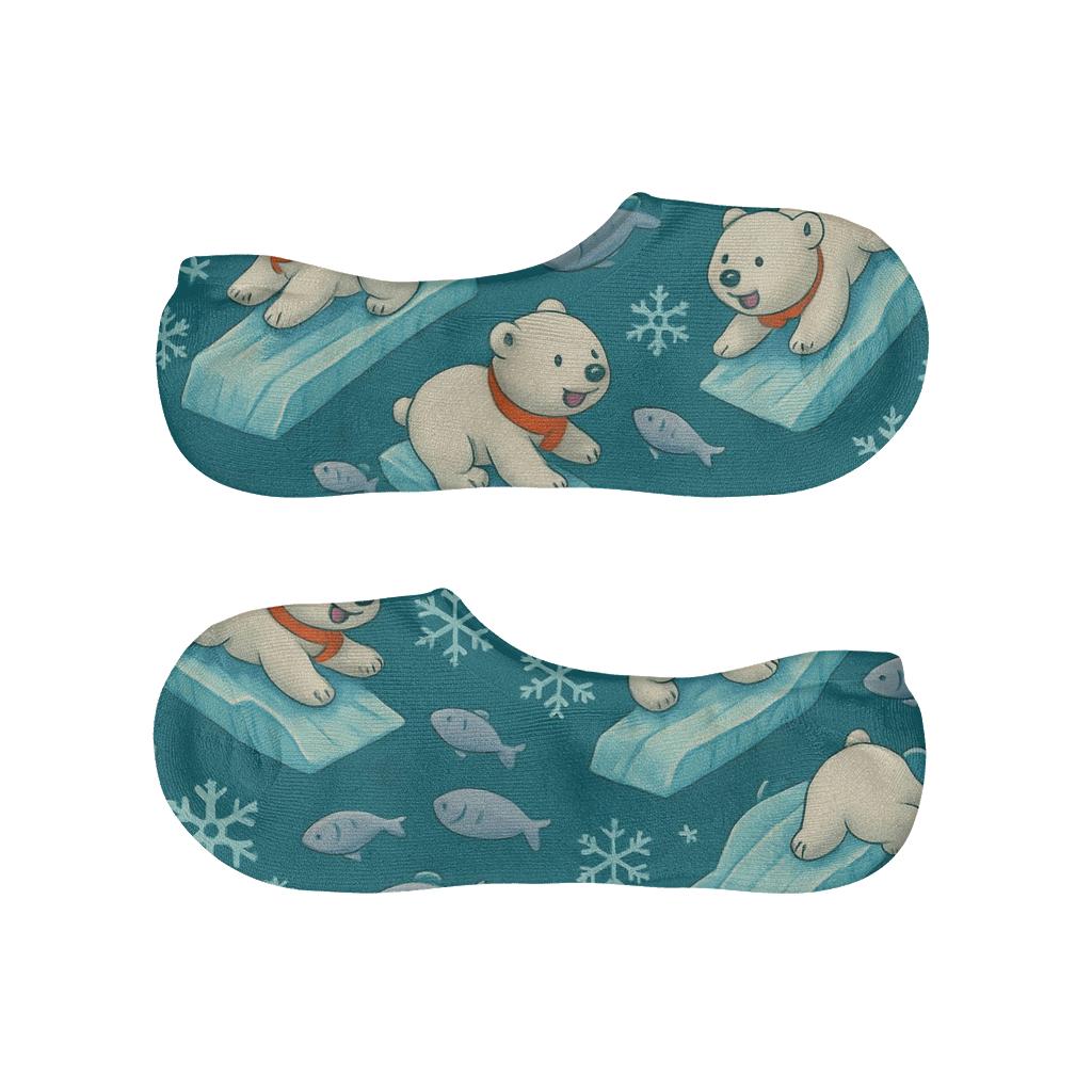 Polar Bear Ice Slide Tessellation soft cotton no-show socks