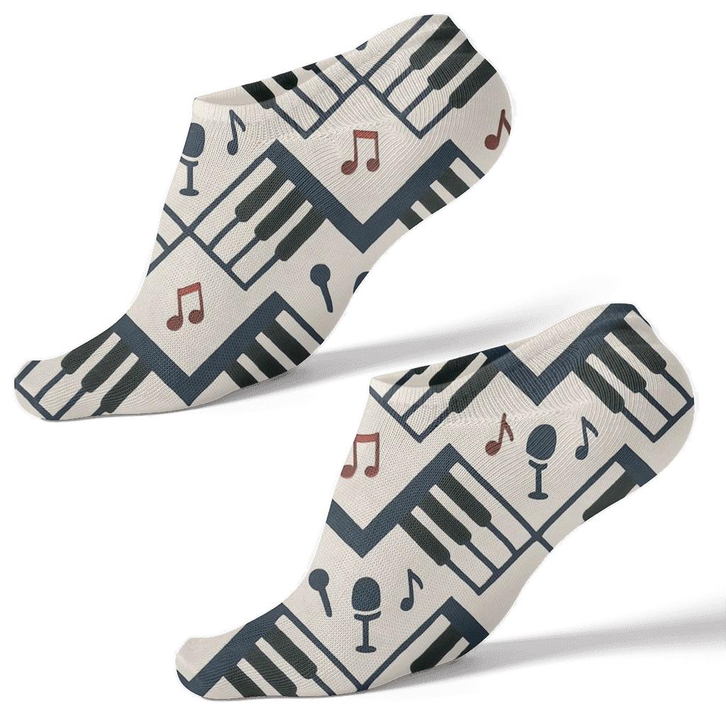 Piano Key Chevron Pattern, Musician Edition comfortable cotton ankle socks