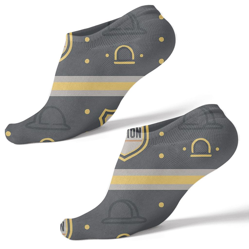 Ladder Stripe Bands With Fire Fighter Badge Lattice stylish athletic ankle socks