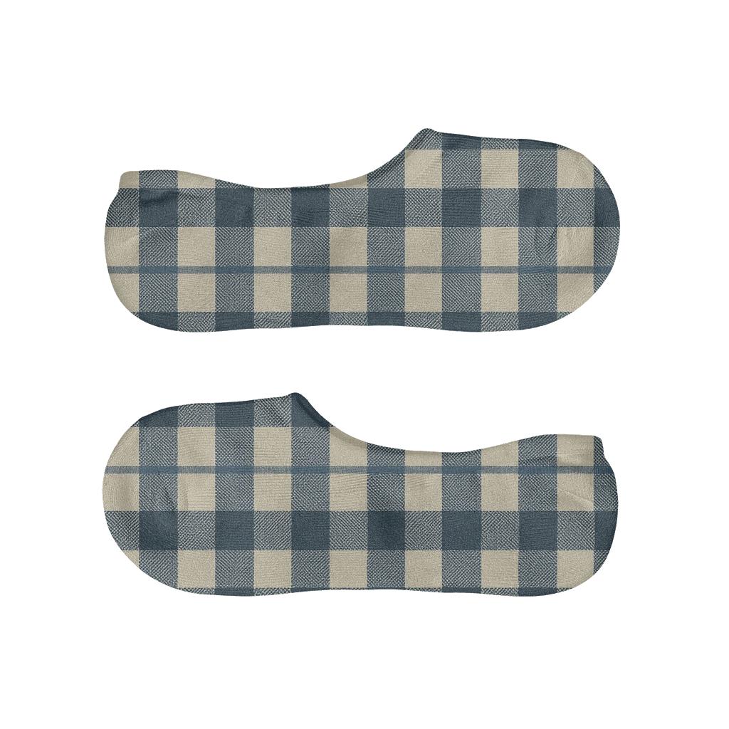 Navy Gingham Micro Check With Tonal Gradient Tiles On Warm Ivory trendy no-show sock styles