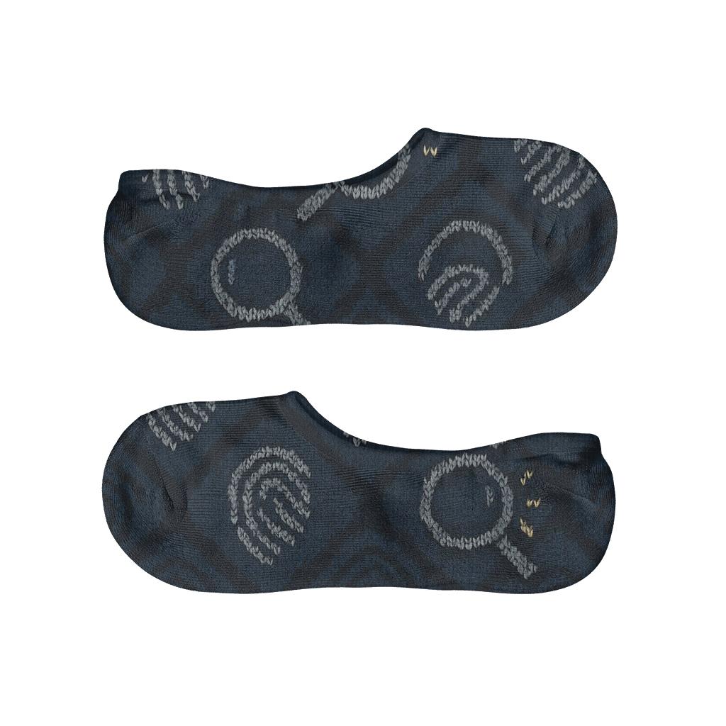 Police Detective Knit Illusion Fingerprint Lattice soft cotton no-show socks